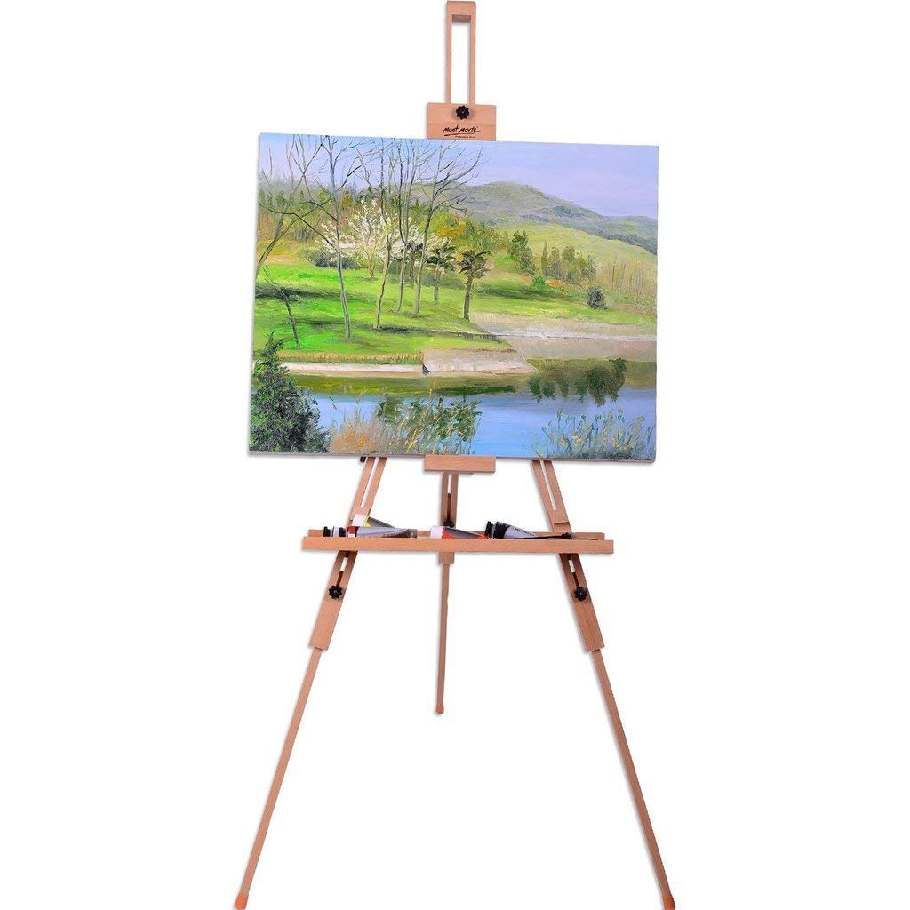 Mont Marte Heavy Duty Tripod Easel, foldable, adjustable artist easel made of beech wood for painting, for canvases up to 120cm.
