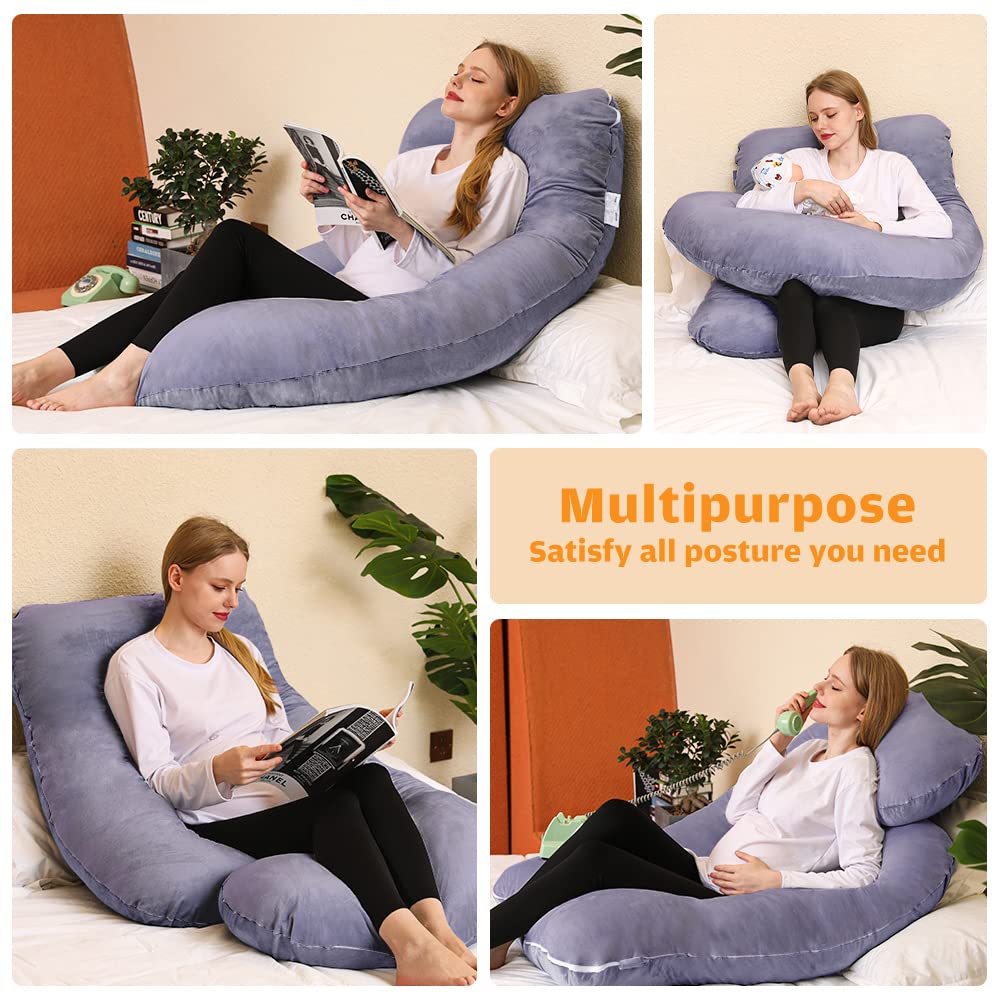 Chilling Home Pregnancy Pillow J Shape, Side Sleeper Pillow with Cover J Pillow Nursing Pillow large Support Pillow, Pillow for Women and Side Sleepers