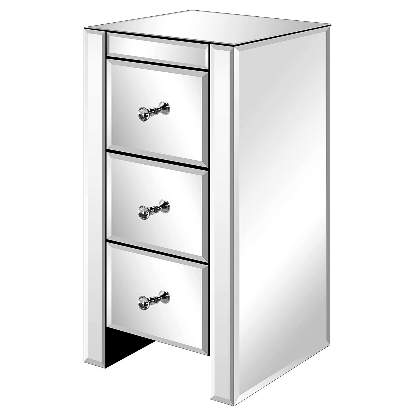 LEADZM nightstand with 3 drawers, 1 piece, side table bedside cabinet, glass storage cabinet for living room, bedroom, office, bathroom, etc, 30 x 30 x 60 cm