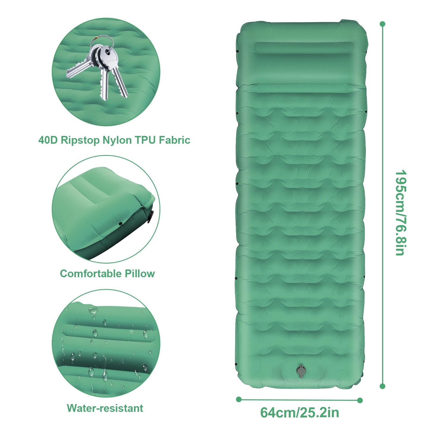 FTSMTK Self-Inflating Sleeping Pad with Foot Press Pump, 12cm Thick Camping Mat, Lightweight Air Mattress, Compact, Inflatable Camping Mat for Outdoor Camping.