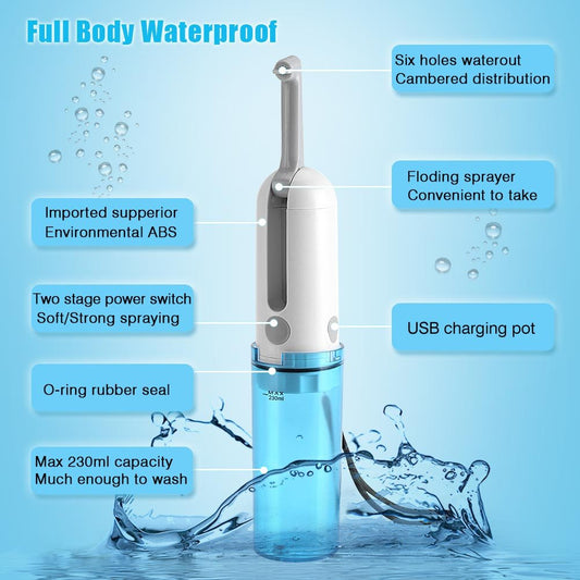 MAGT Electric Bidet Spray Device, USB Charger Toilet Bidets Portable Electric Travel Bidet Bathroom Handy Travel Bidet Kit (Blue)
