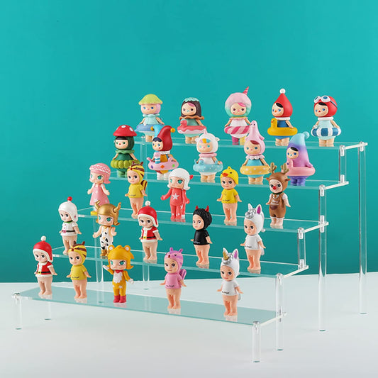 ELEpure 5-tier acrylic display stand, transparent acrylic riser shelf, organizer collection decoration for Funko Pop figures, perfume, cupcakes, nail polish, dolls, cosmetics, 30x34.5x25cm.