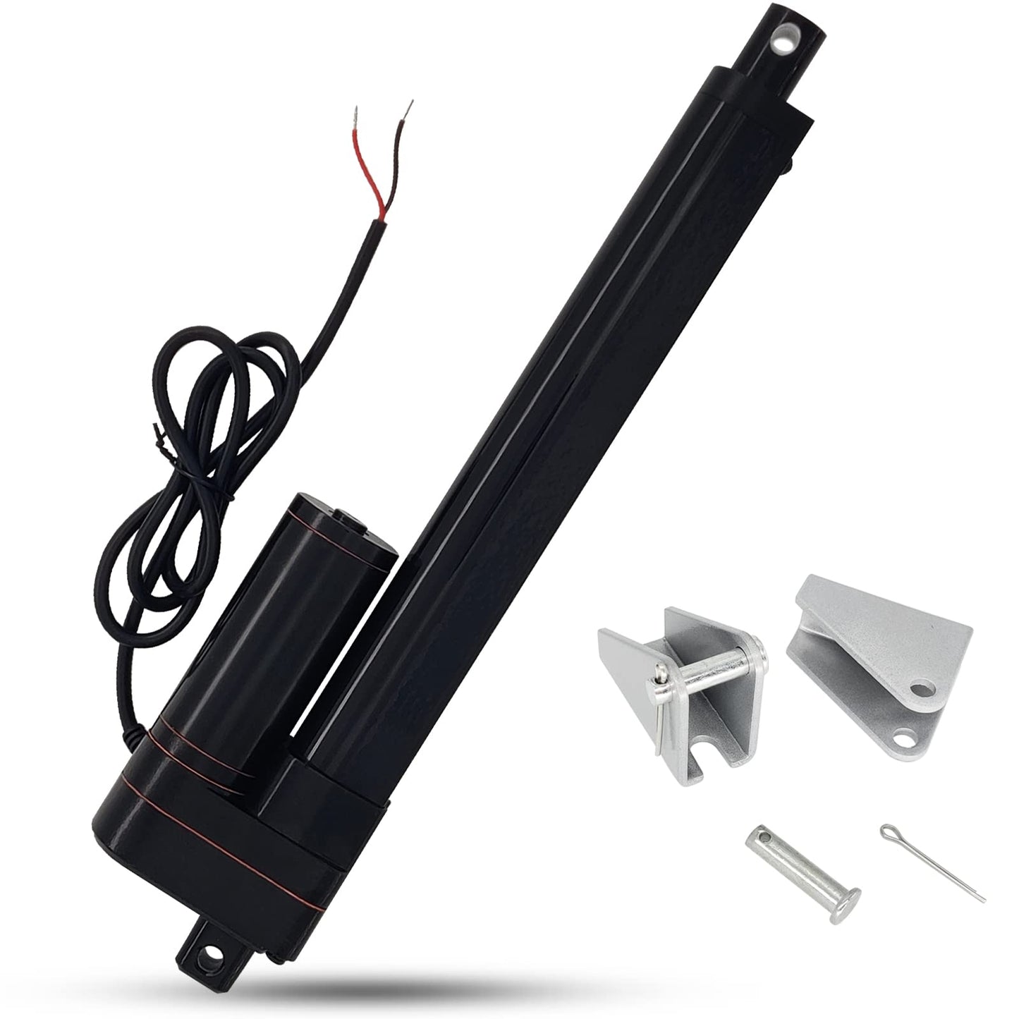 Jvnvlki 200mm stroke 3000N IP65 waterproof linear actuator 12V linear motor 5mm/s with mounting brackets for lift coop door, cabinet, window opener, door opener, home automation.
