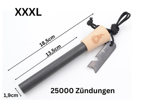 OUTDOOR NINJA Fire Steel The Legend XXXL Bushcraft fire striker for hiking, outdoor, trekking, camping and other outdoor hobbies including multifunctional scraper, the perfect survival gear.