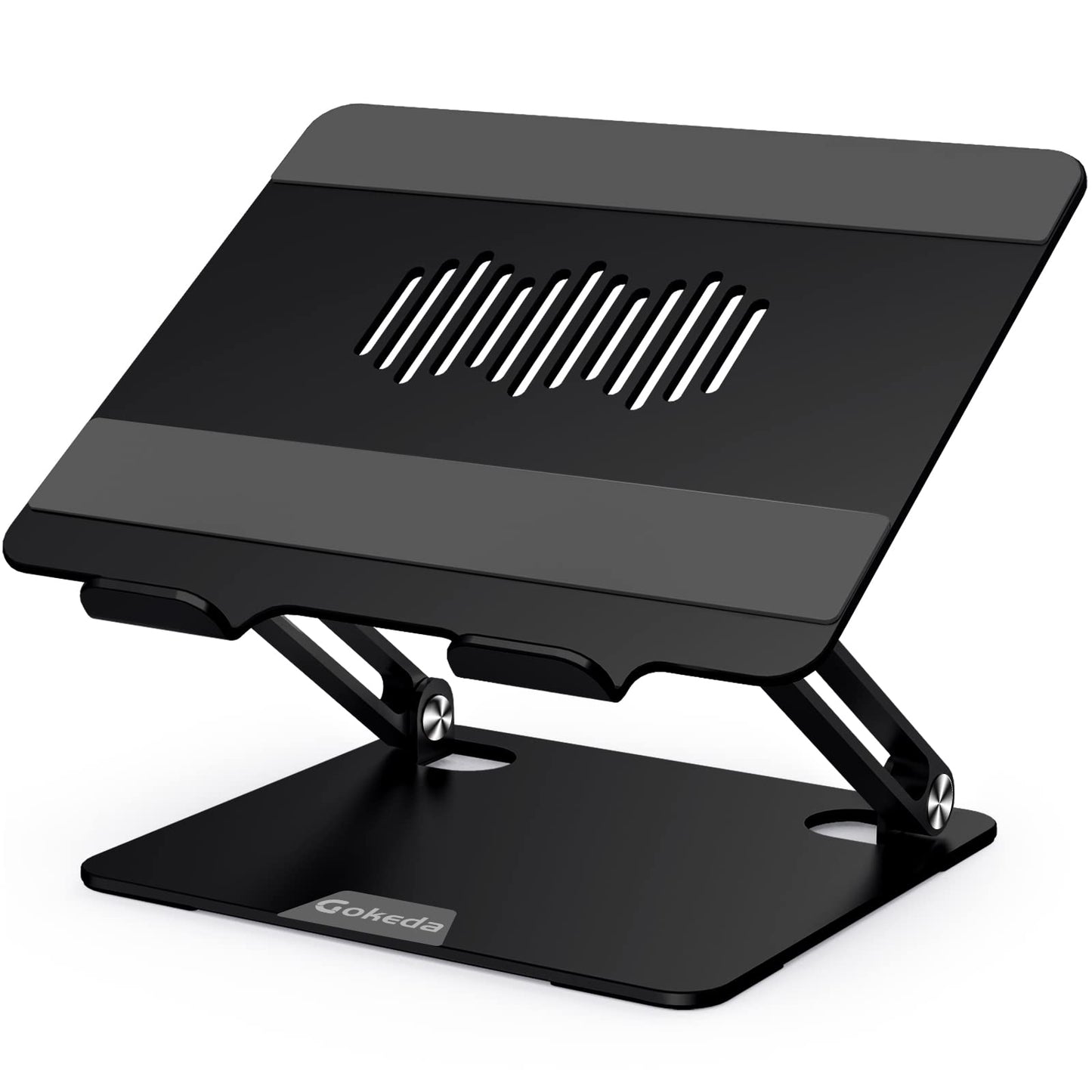 Gokeda Laptop Stand, aluminum ergonomic stand for desk, notebook stand with ventilation opening, compatible with MacBook Air/Pro, Dell, HP, Lenovo, and other 10-15.6" laptops.