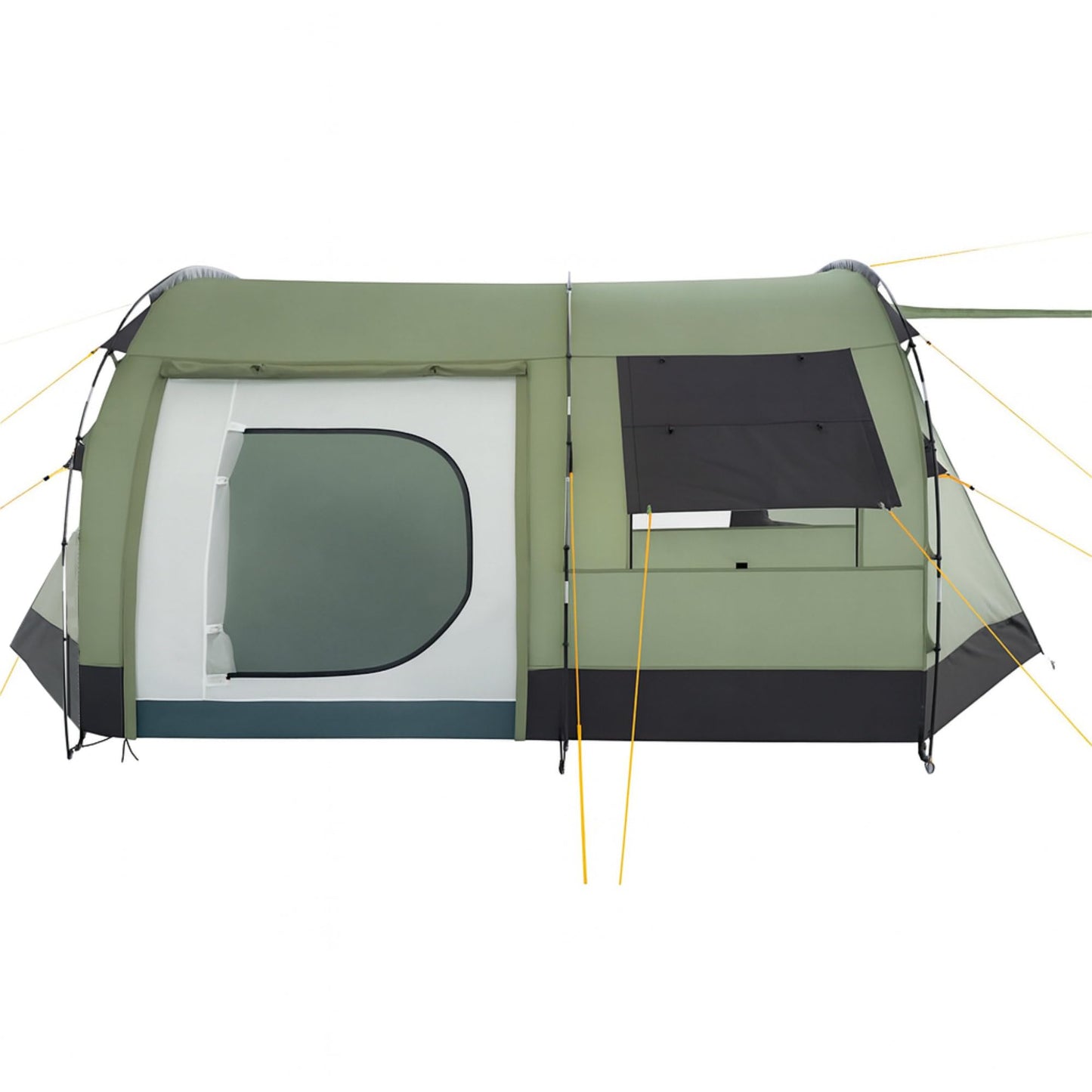 CampFeuer Tent Super+ for 4 persons | Olive green/Black | XXL tunnel tent with 2 entrances and awning, 3000 mm water column | Tent with vestibule and groundsheet, group tent, camping tent family tent