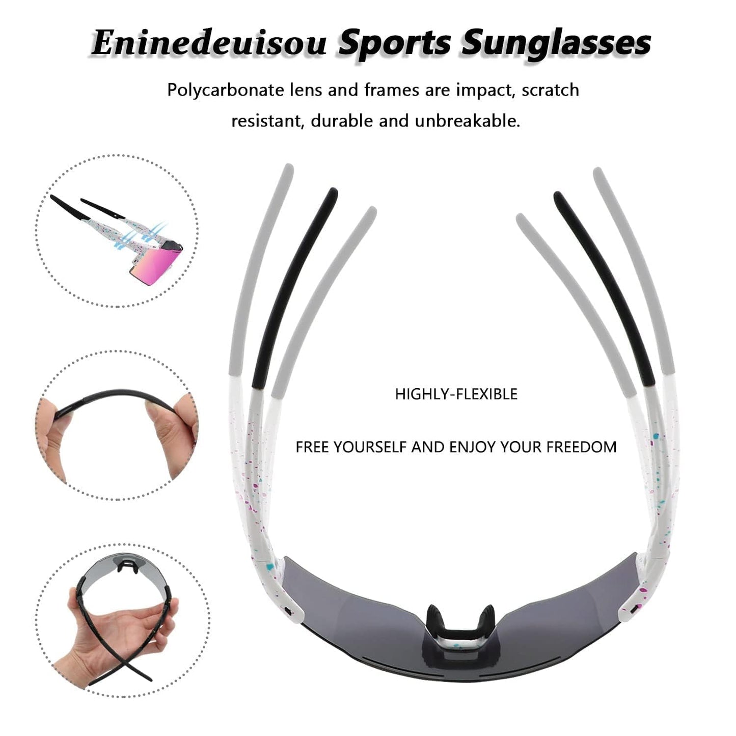 Eninedeuisou Sunglasses Bike Goggles for Men Women UV 400 Protection Protective Glasses MTB Sports Glasses for Outdoor Sports Cycling Driving Running Golf Baseball