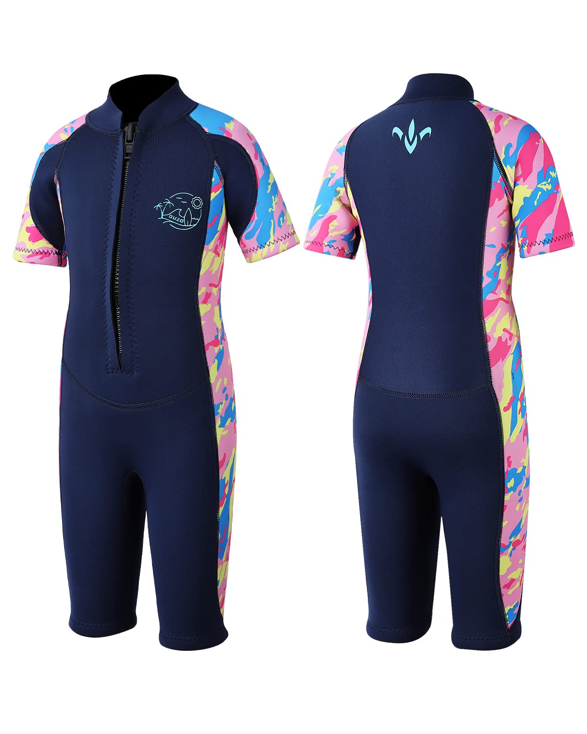 Yikayin Kids Neoprene Wetsuit, 2.5mm Short Neoprene Diving Suit for Boys Girls, Surf Suit with Front Zipper for Diving, Surfing, Swimming, Kayaking.