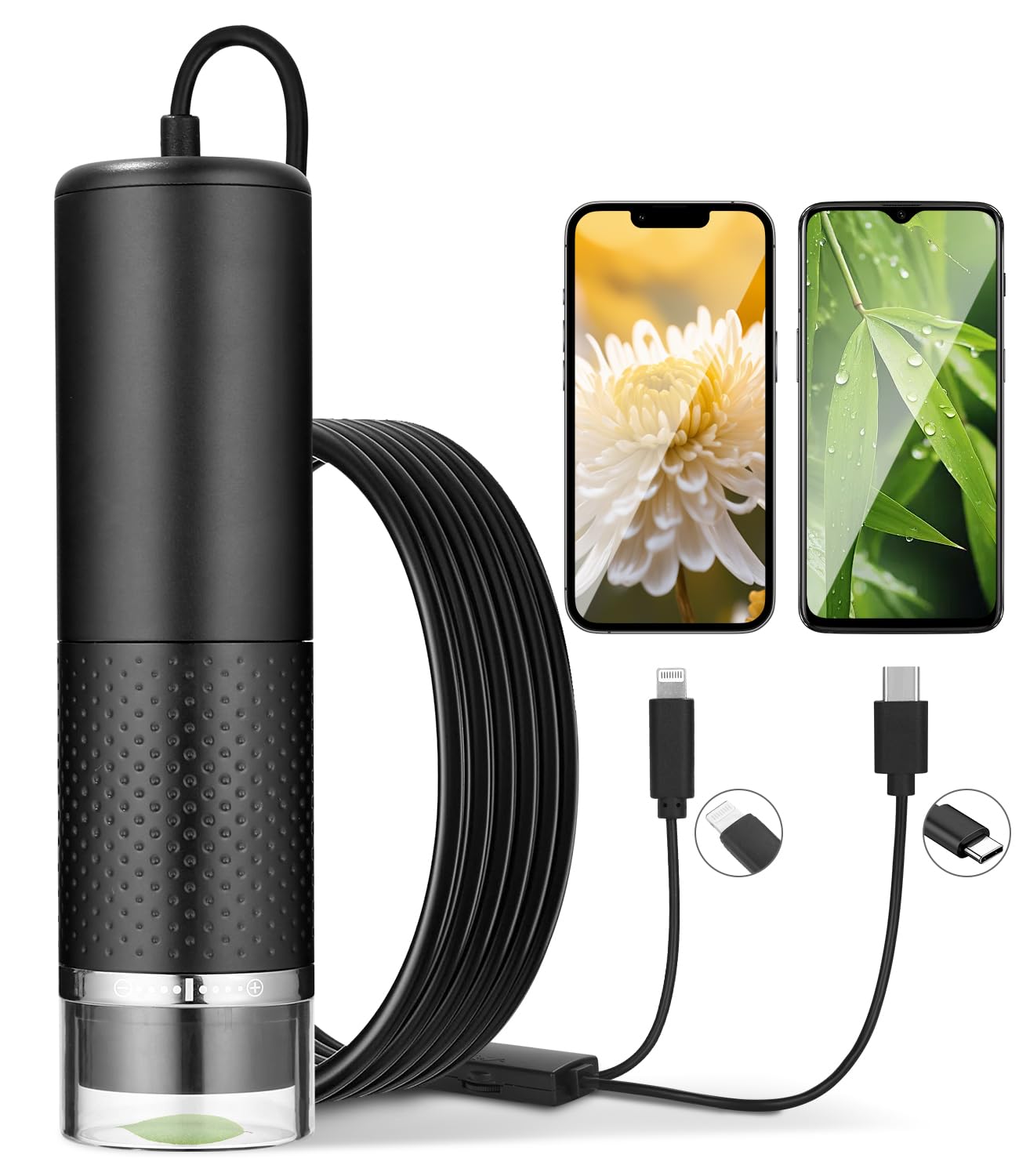 USB Microscope for Phone, 1080P HD, Compatible with iOS, Android, Tablet, 10 to 200X Portable Pocket Microscope, 3 Adjustable LED Lights Microscope Digital, Portable Microscope for Adults and Kids