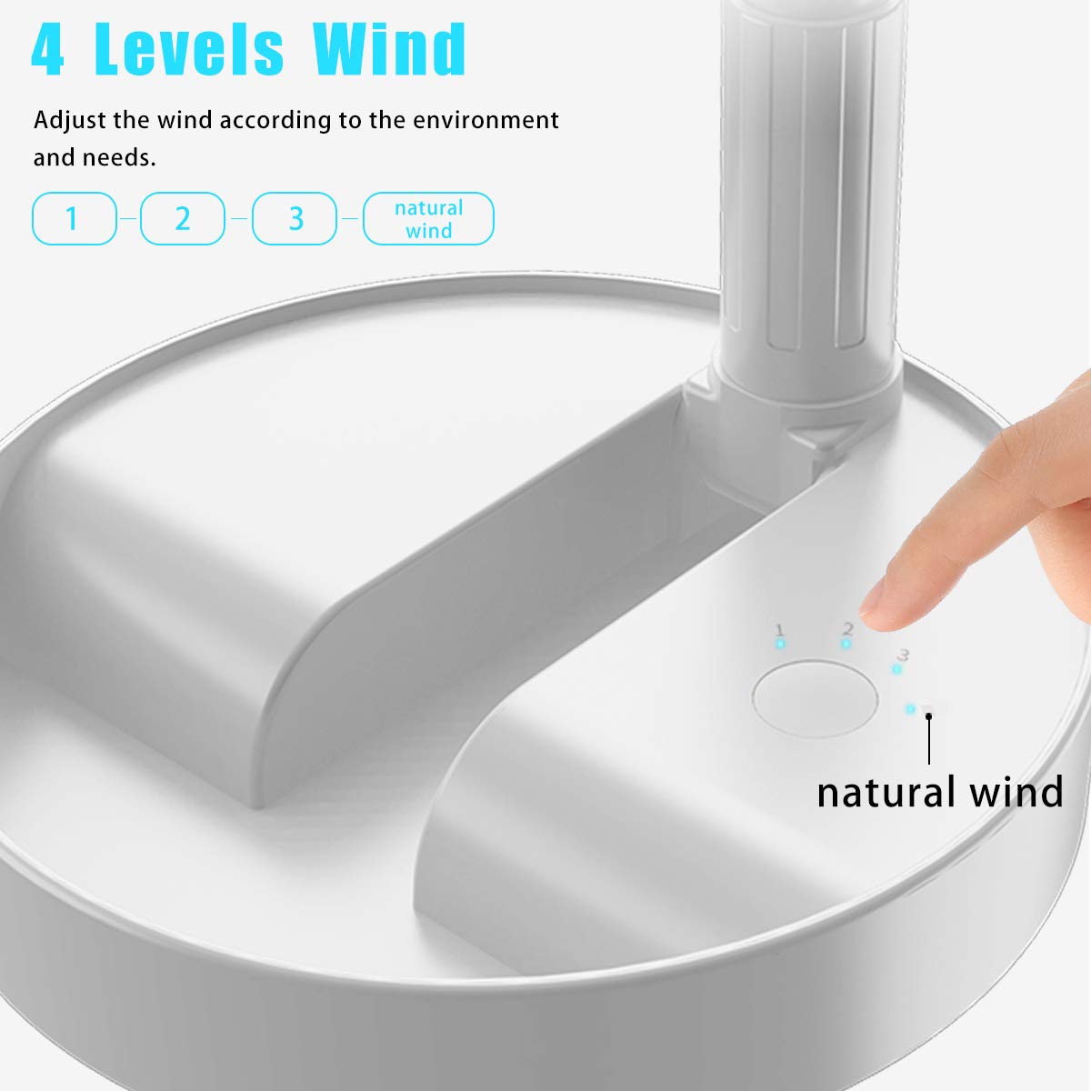 AICase Battery Operated Table and Stand Fan with Remote Control, Quiet 4-Speed Portable Fan, Adjustable Height Foldable; Ø 19.7 cm 7200mAh Rechargeable, includes USB-C Charging Cable.