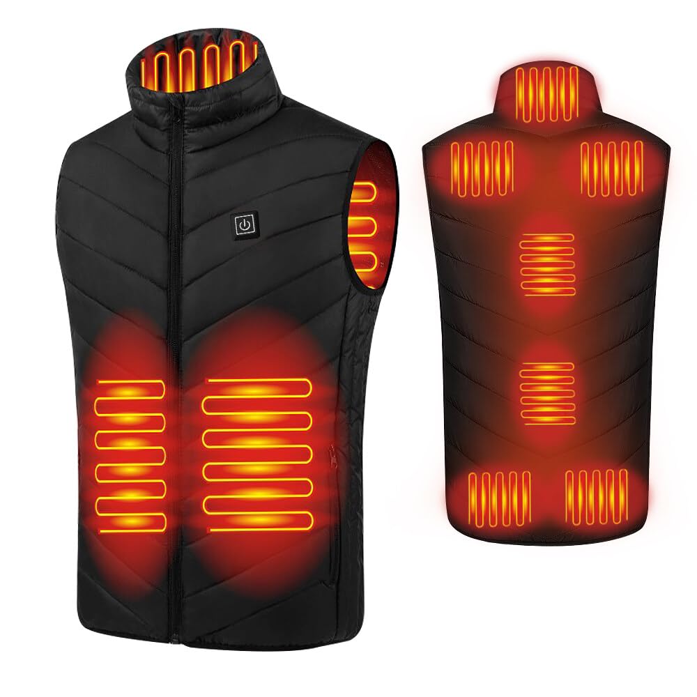 EBKCQ Heated Vest for Men Women, USB Rechargeable Heated Jacket with 3 Levels of Temperature and 9 Heating Areas, Waterproof Electric Heating Vest (L)