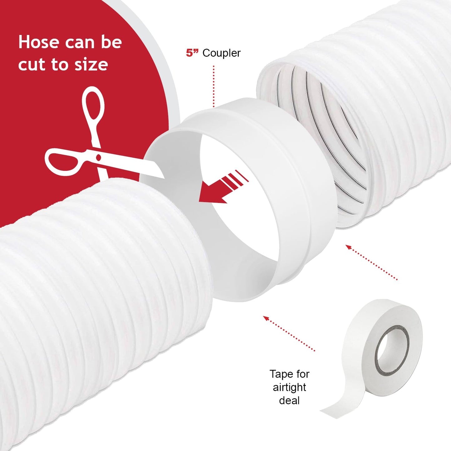 Air conditioning hose, PVC hose, extension, 6m, 12.7cm, Spares2go.