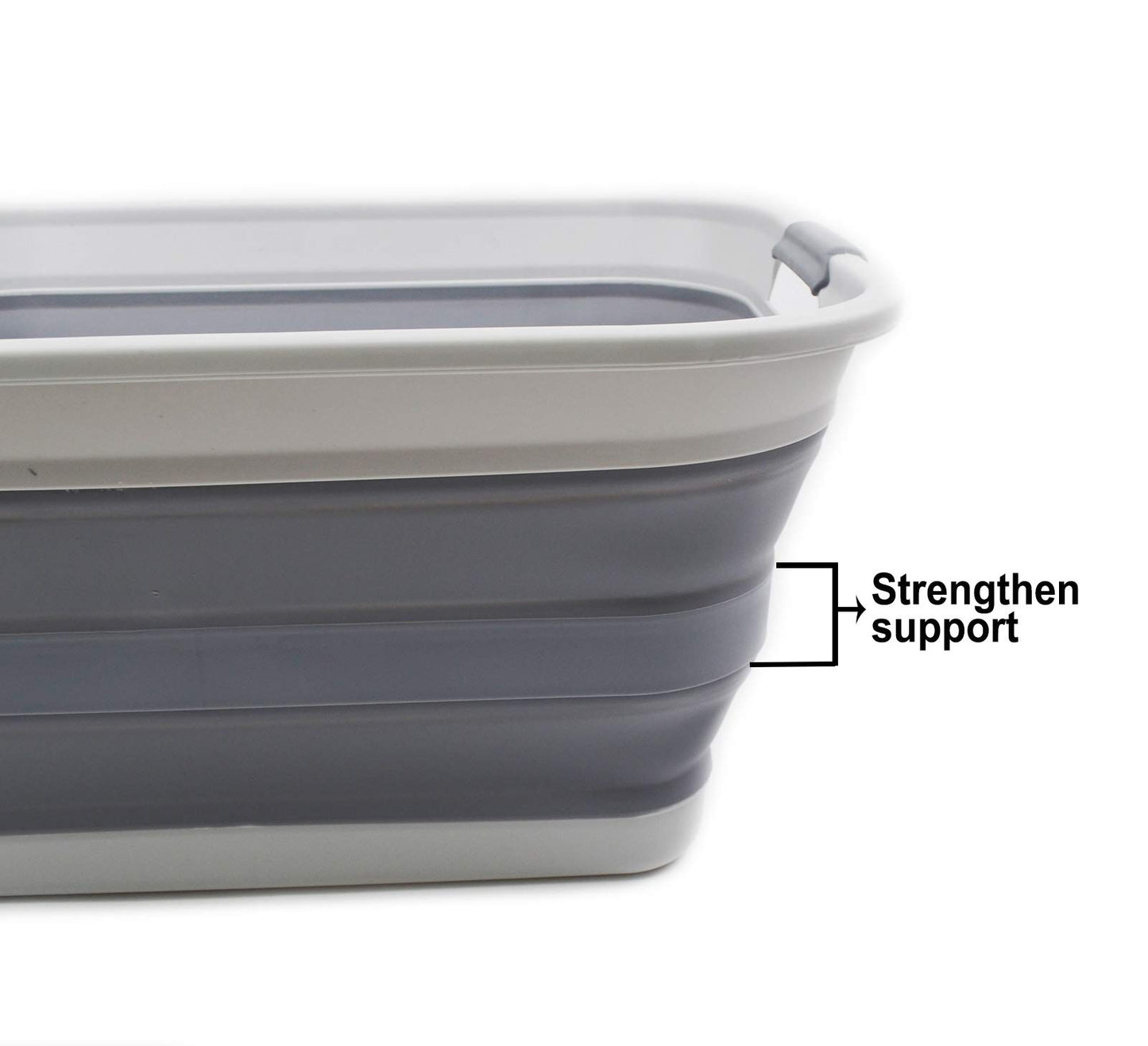 SAMMART 42L Collapsible Plastic Laundry Basket - foldable Pop-Up Storage Container/Organizer - portable Wash Bin - space-saving Laundry Hamper (Gray, 1)
