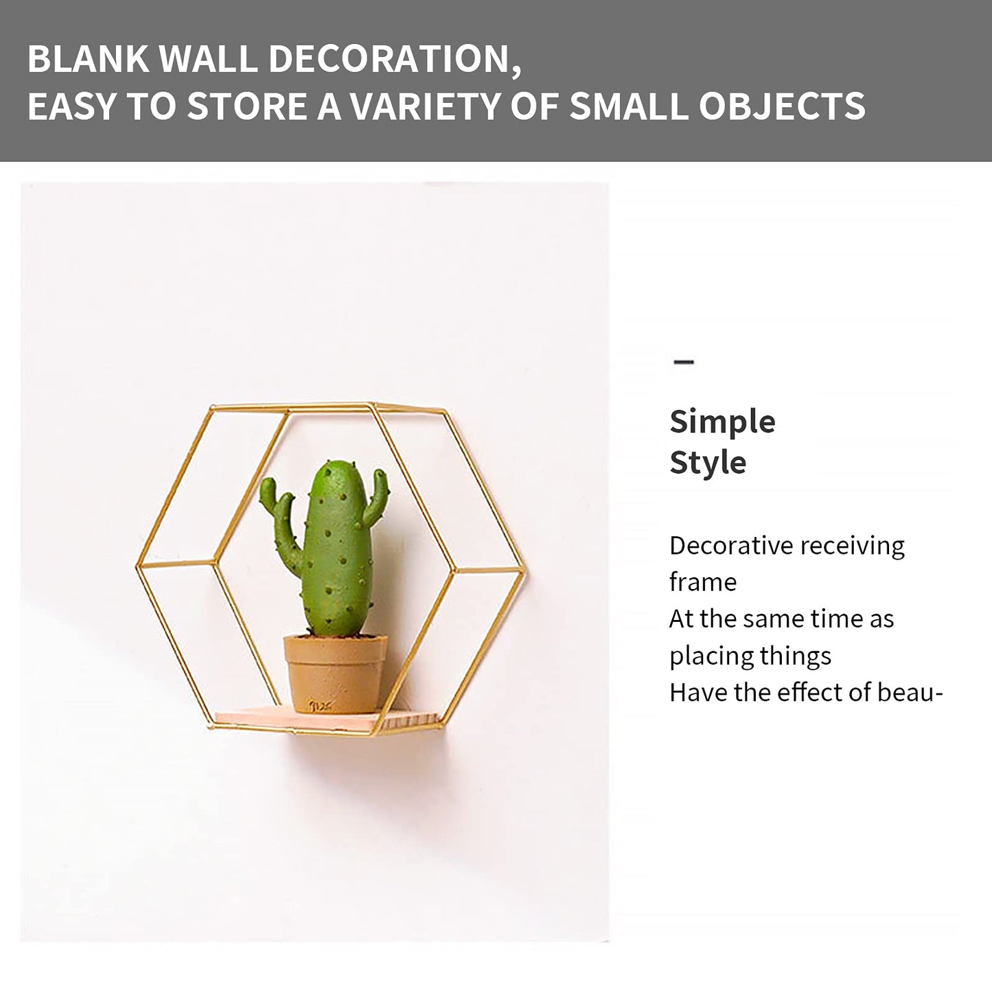 Hexagon wall shelf metal 3 piece set, gold decorative hanging shelf loft wall shelves, wall shelf for wall decor in living room, bedroom, bathroom, café, and hotel