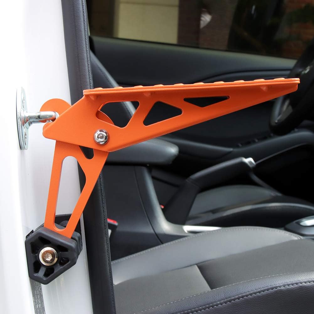 PHATRIP Car Doorstep Folding Car Door Pedal Foldable Ladder Easy to Access Roof Universal Doorstep Fits vehicles with U-shaped latches SUV, Jeep, RV, Orange, Alloy Steel