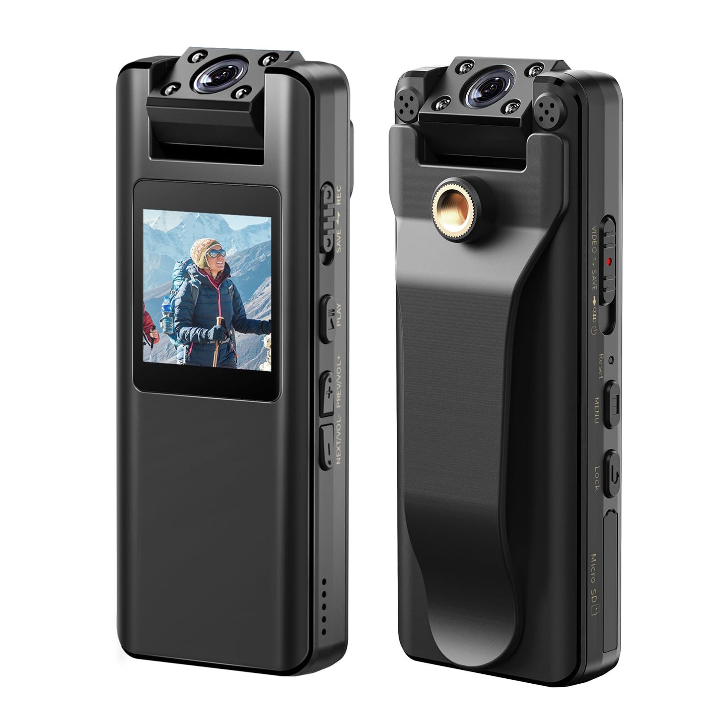 BOBLOV A22 64GB Mini Body Camera, 1080P HD BodyCam with OLED screen for playback, 180° rotatable lens, pocket body camera with audio, supports 4 hours of recording.
