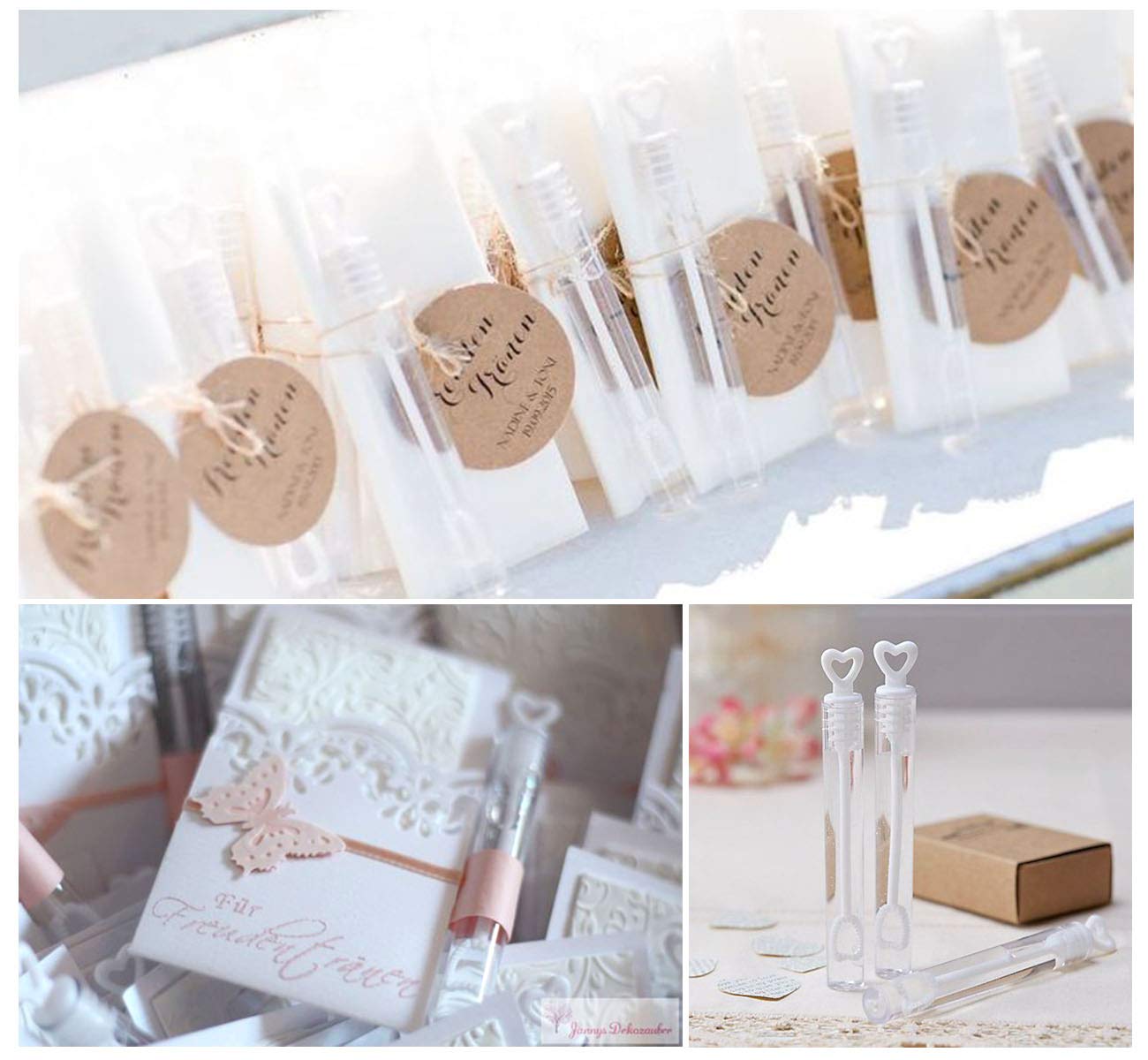 Sweetlove 100 Pieces Wedding Bubbles Filled with Heart Handle for Wedding and Birthday Parties, Stain-Free.