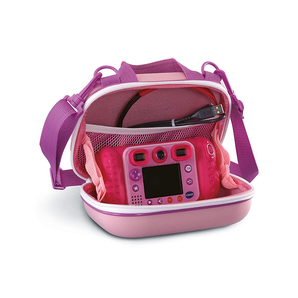 VTech KidiZoom Print Cam - Instant camera for kids with printing function, selfie and video mode, for ages 4-12 & KidiZoom carrying case in pink - Vtech 417369 kids camera, Pink
