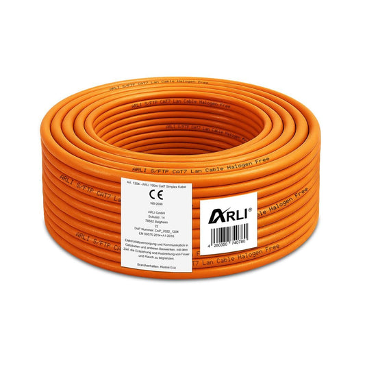 ARLI CAT 7 Ethernet Cable 100m Network Cable CAT.7 LAN Halogen-Free Installation Cable SFTP S/FTP CAT7 PIMF Cable Network Cabling Data Cable AWG23/1 Shielded Gigabit Copper Ethernet Class F 100m