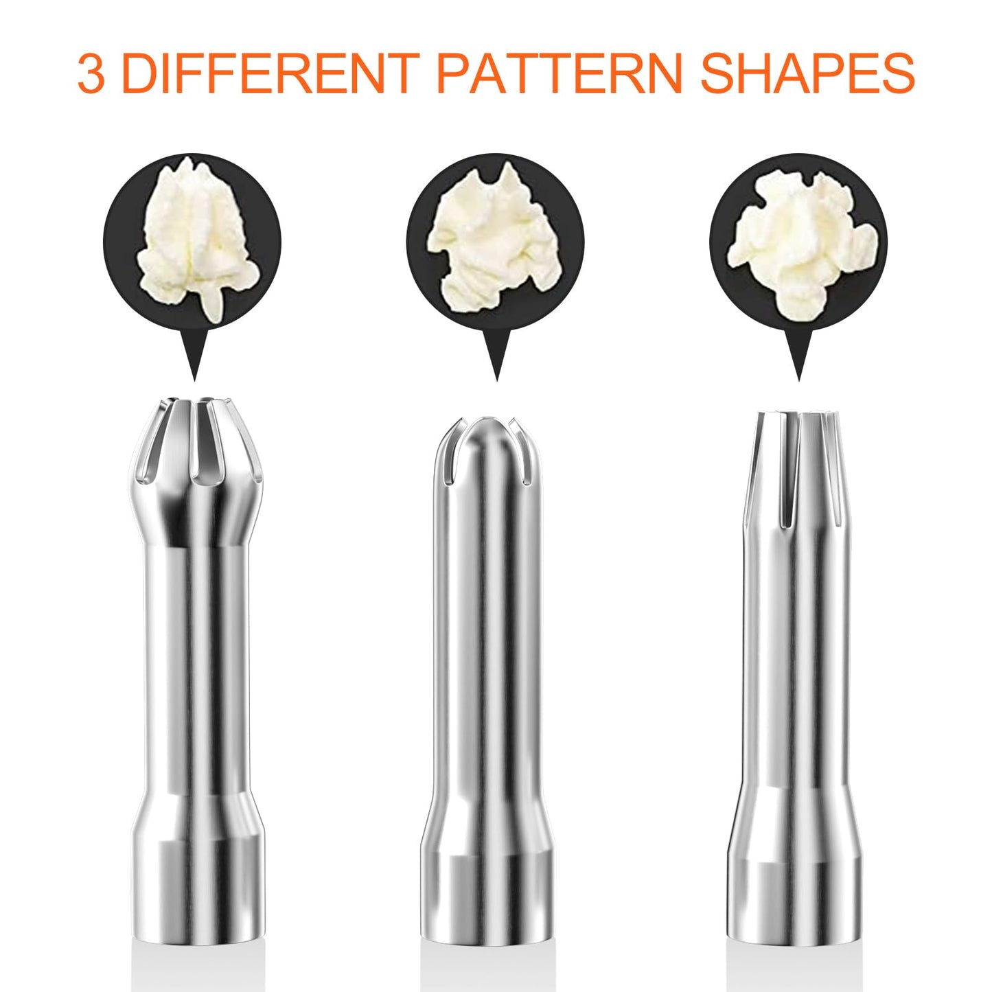 Newaner 500ml cream dispenser, cream syphon aluminum with 3 stainless steel decorative nozzles and 1 cleaning brush, leak-proof cream siphon for preparing whipped cream, cream, mousse, and desserts.