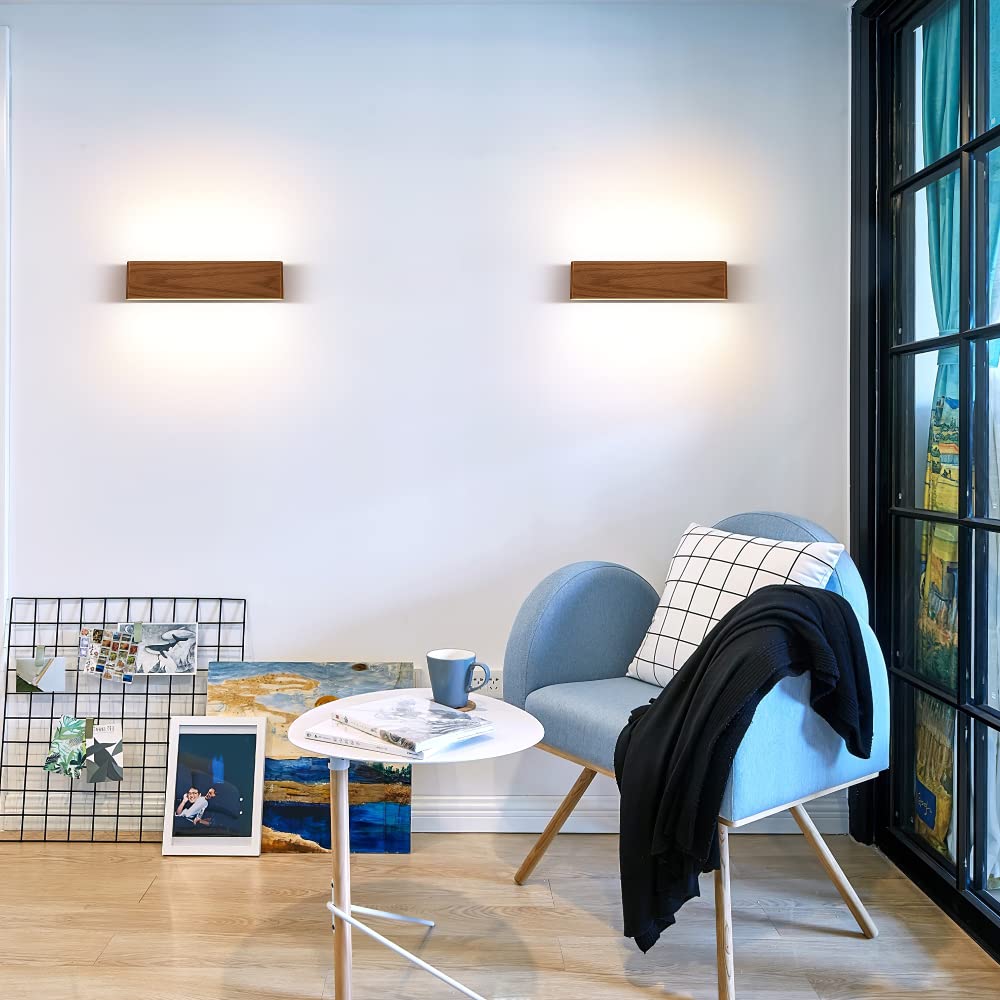 Martll Wall Light LED Wood Wall Lamp Indoor Wall Lighting for Bedroom Hallway Corridor Staircase Living Room Indoor Lighting Warm White Night Light (32cm A)
