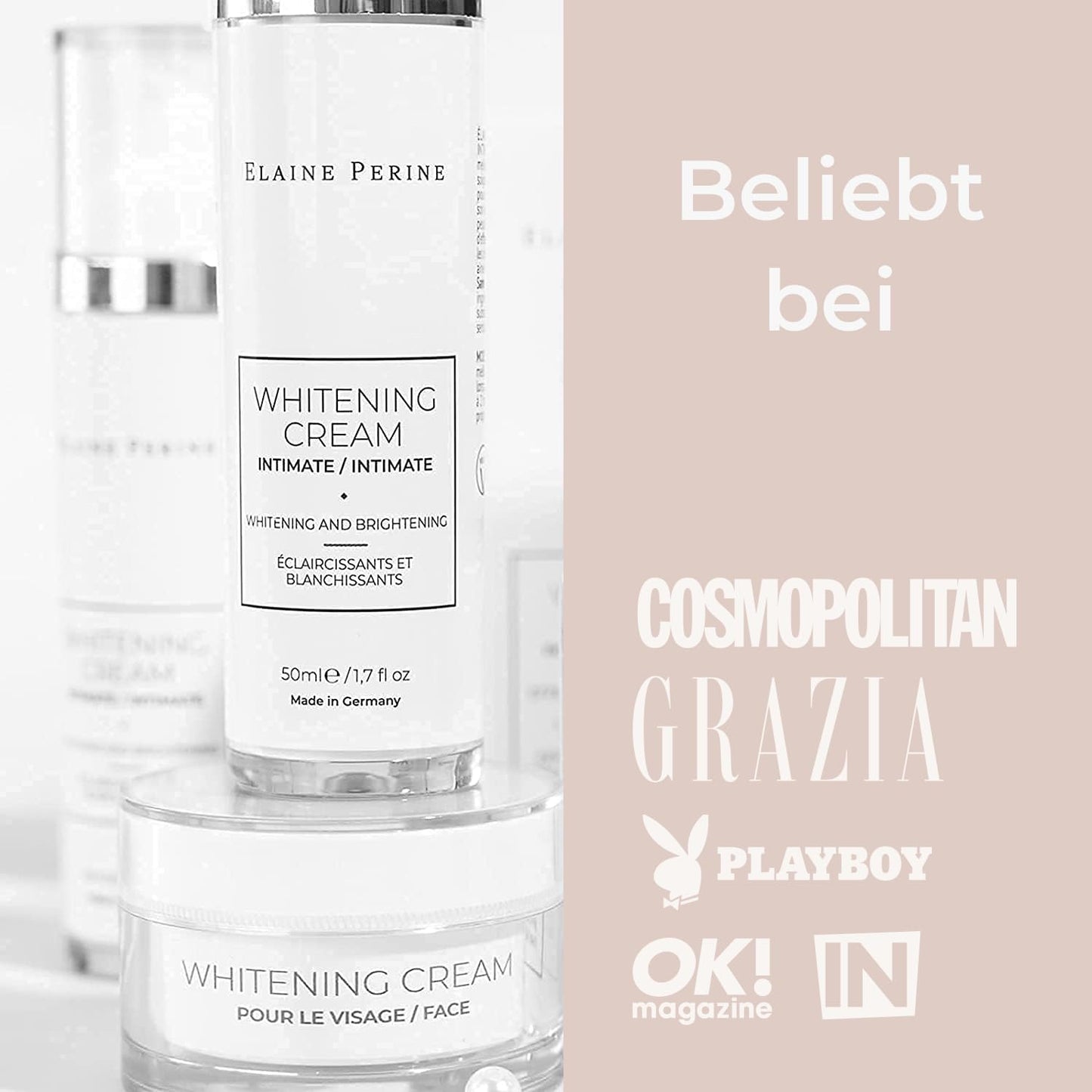 Intimate bleaching cream - Natural vegan whitening cream for intimate areas (50ml) with Alpha-Arbutin, Kojic Acid, Niacinamide, by Elaine Perineβ’ | π πππ ππ‘ πππ₯π ππ‘π¬ A