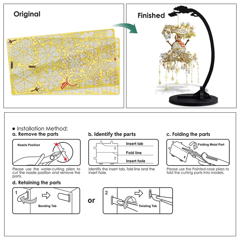 Piececool 3D Puzzle Metal Chandelier Snowman, 3D Metal Puzzle Winter Scene for Masquerade Parties, 340 Stainless Steel, Entire Metal, Birthday Gift, Adult Model Building Kit, 209 Pieces