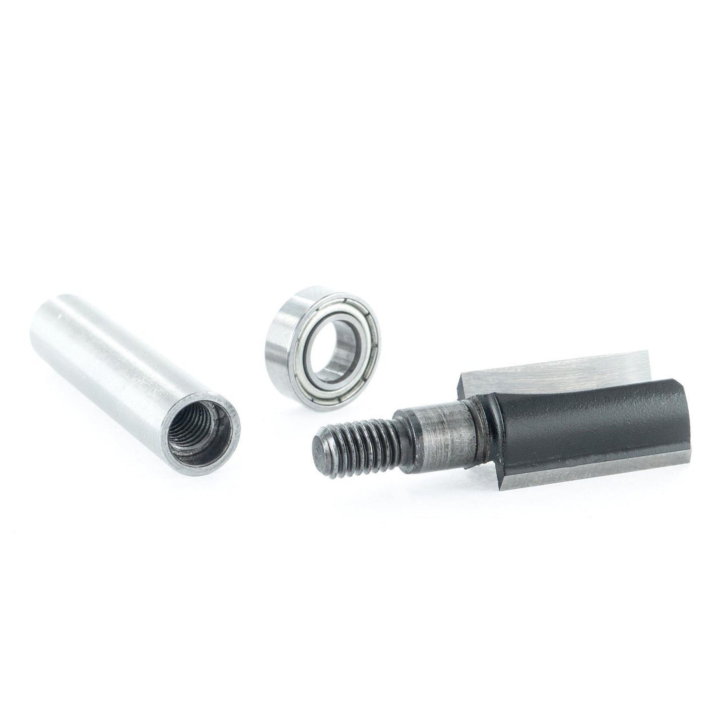 END 11700 Flush Trim Router Bit HW for Milescraft Dovetail Template, Diameter (D) 12.7 mm, Cutting Length (CL) 19 mm, Shank (S) 8 mm, Cutting Depth (CD) 32 mm, Overall Length (OL) 55 mm, 2 flutes + 1, with ball bearing on shaft.