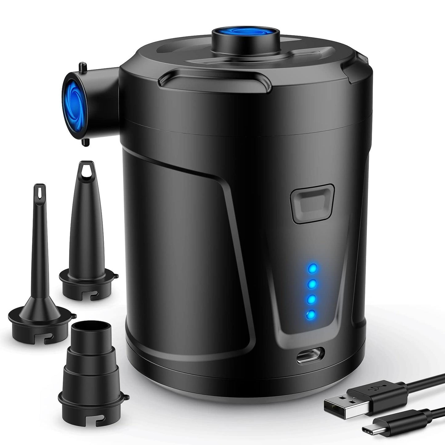 SUPPOU SUPPOU Electric Air Pump, 5200mAh, portable air pump with fast inflation/deflation, rechargeable electric pump with 3 nozzles for kids paddling pool, swimming pool, air mattress.