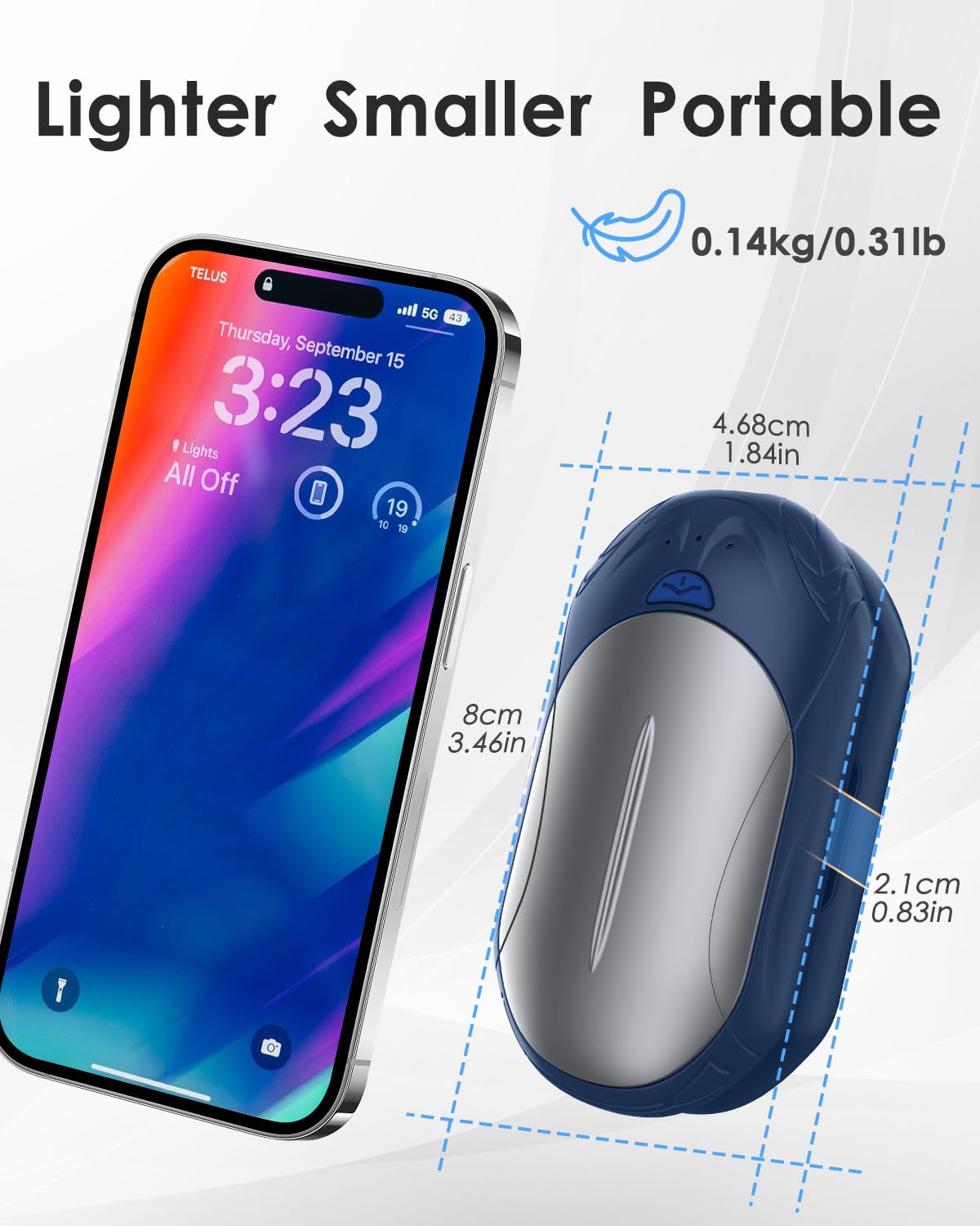 BOSONER Electric Hand Warmer Rechargeable Pocket Heater: 2-Pack 6000mAh Rechargeable Electric Hand Warmer Portable USB Heater - Gift for Women Men (Blue Silver, One Size)