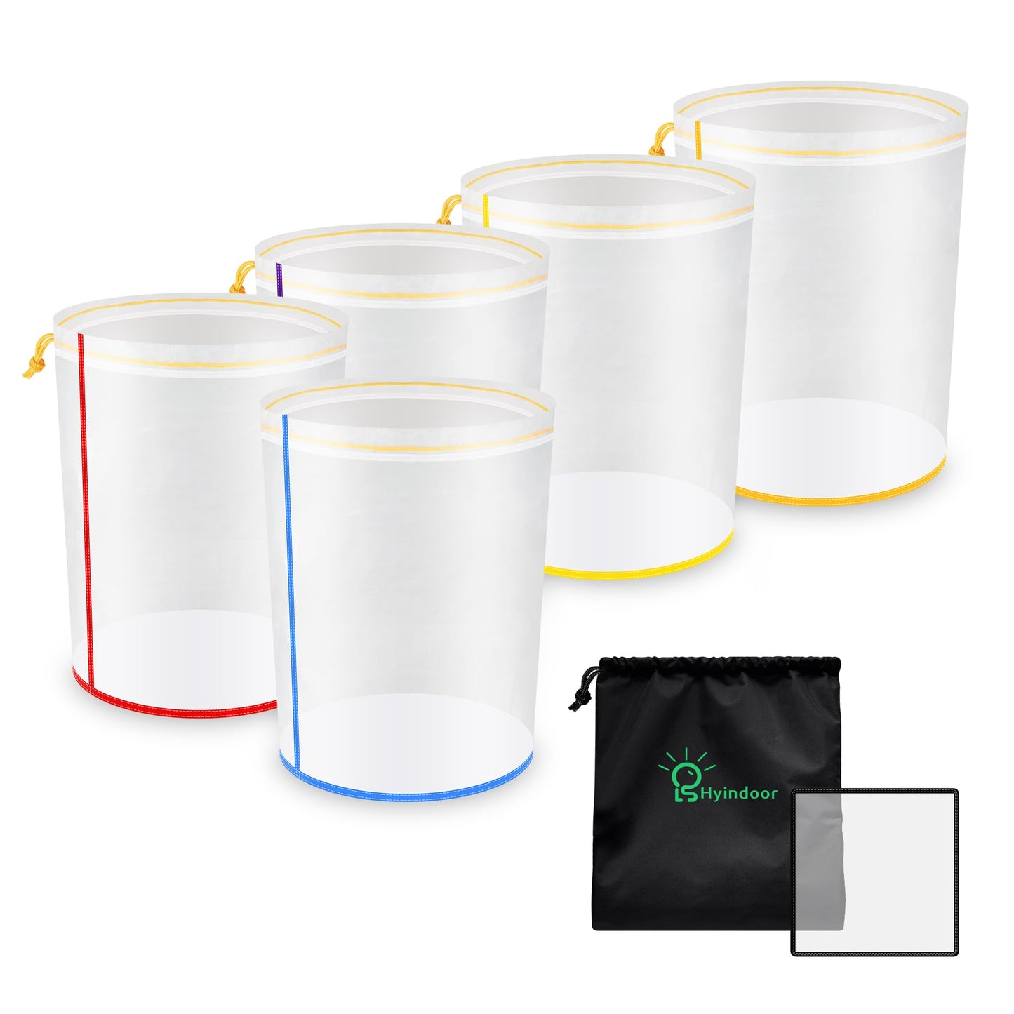 Indoor Bubble Bags All Mesh 5 Gallon 5 Bags Set Bubble Hash Bag Ice-O-Lator Herbal ICE Essence Extractor Kit with Pressure Screen and Carrying Bag for Herb Extraction and Hash Production