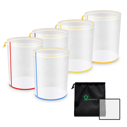 Indoor Bubble Bags All Mesh 5 Gallon 5 Bags Set Bubble Hash Bag Ice-O-Lator Herbal ICE Essence Extractor Kit with Pressure Screen and Carrying Bag for Herb Extraction and Hash Production