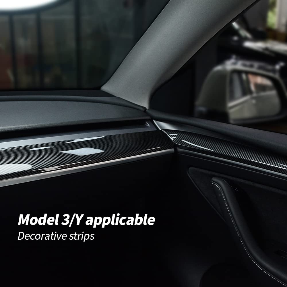 ABS carbon fiber model dashboard cover for Tesla Model Y 2021 2022, car center console panel sticker interior accessory for Model 3 2021 2022 (Not for the 2024 2025 new model)