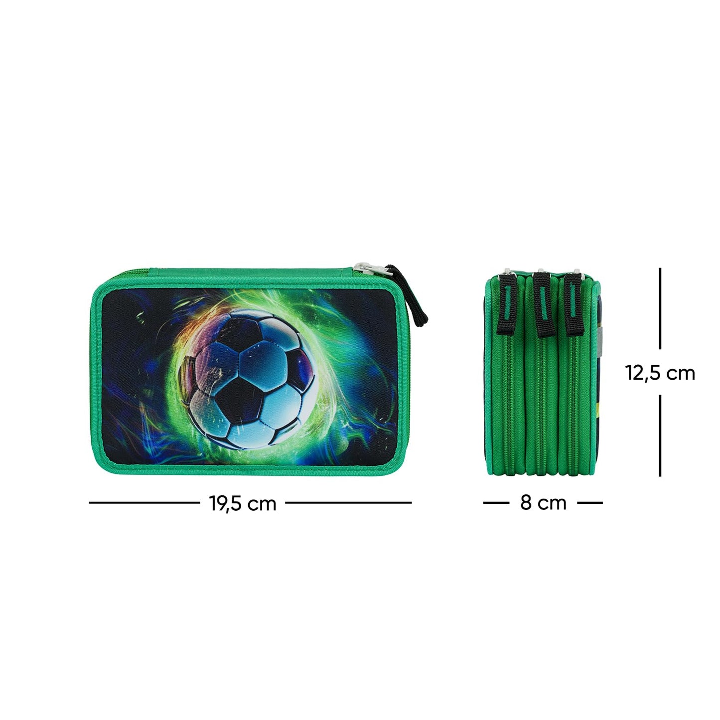 Baagl 3 Compartment Pencil Case for Boys Girls, School Pouch for Stationery, School Supplies Pencil Bag, Boys Pencil Case, Pouch for School (Football Ball)