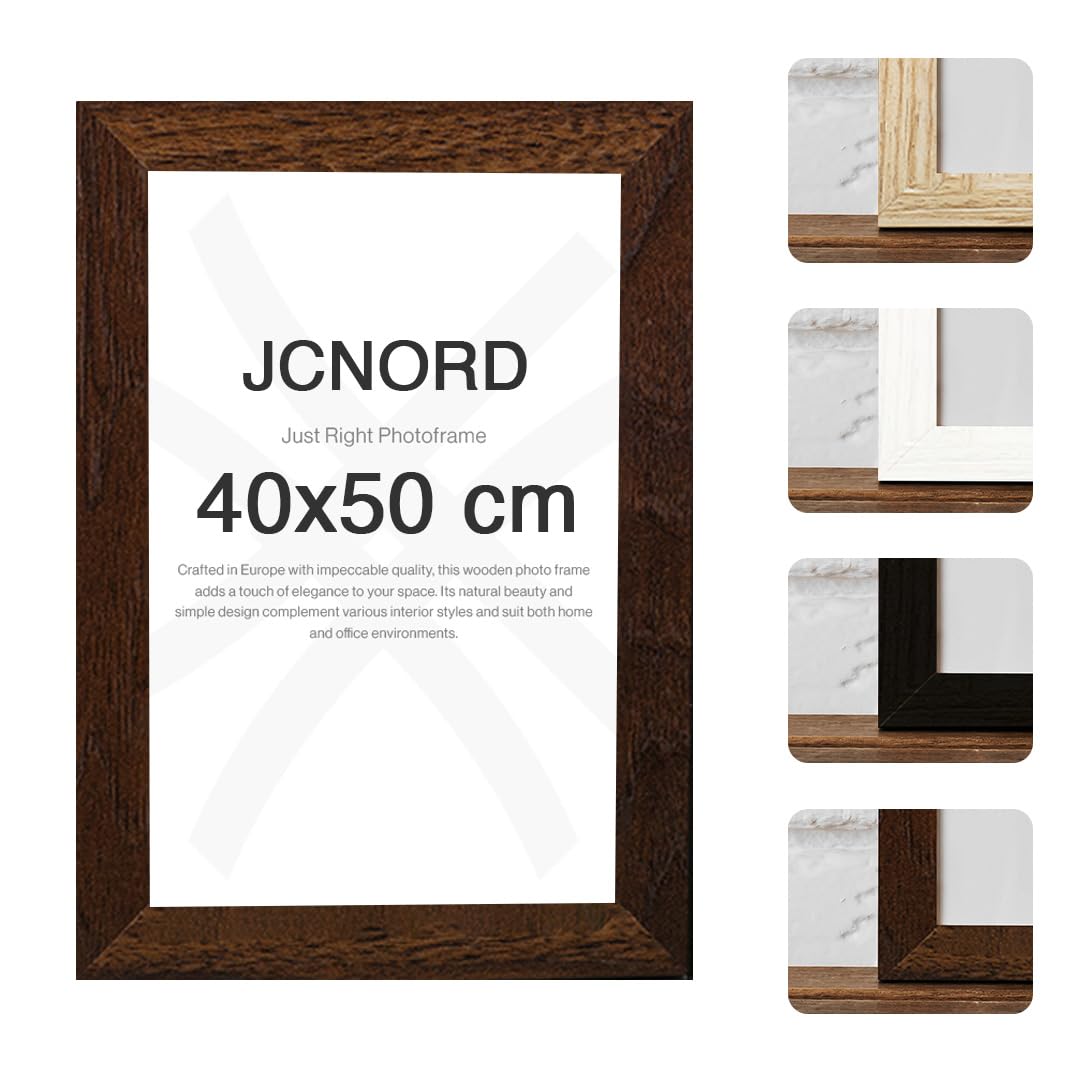 JCNORD MDF Walnut Wood Picture Frame 40x50 cm with shatterproof acrylic glass | Modern photo frame for walls and tables
