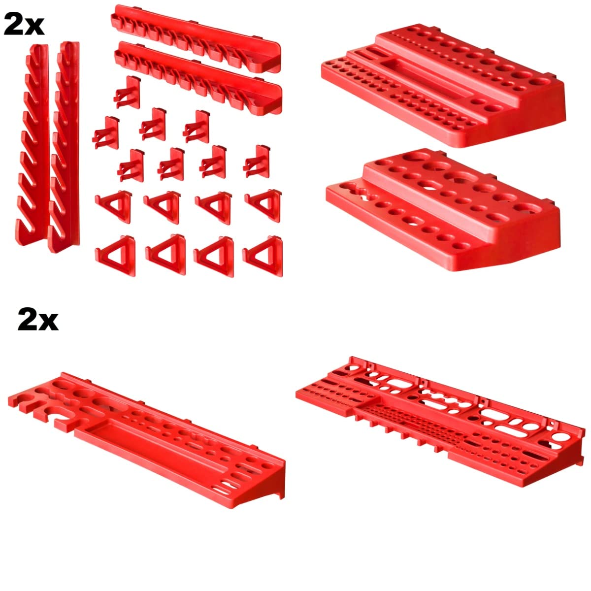 Storage system workshop shelf | 172 x 78 cm | 70 pcs. Box | Wall shelf with tool holders and stackable boxes - Wall panels Extra strong bins rack Tool hole wall storage shelf Garage shelf