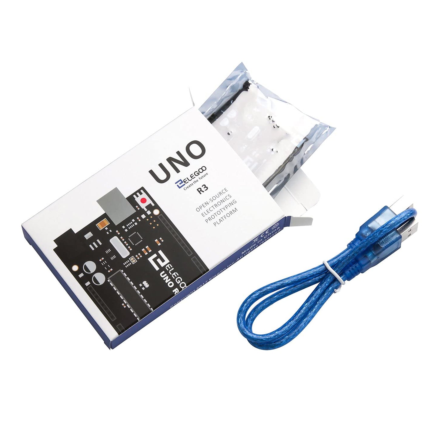 ELEGOO UNO R3 Microcontroller Board Mainboard with USB Cable Compatible with Arduino Development Environment.