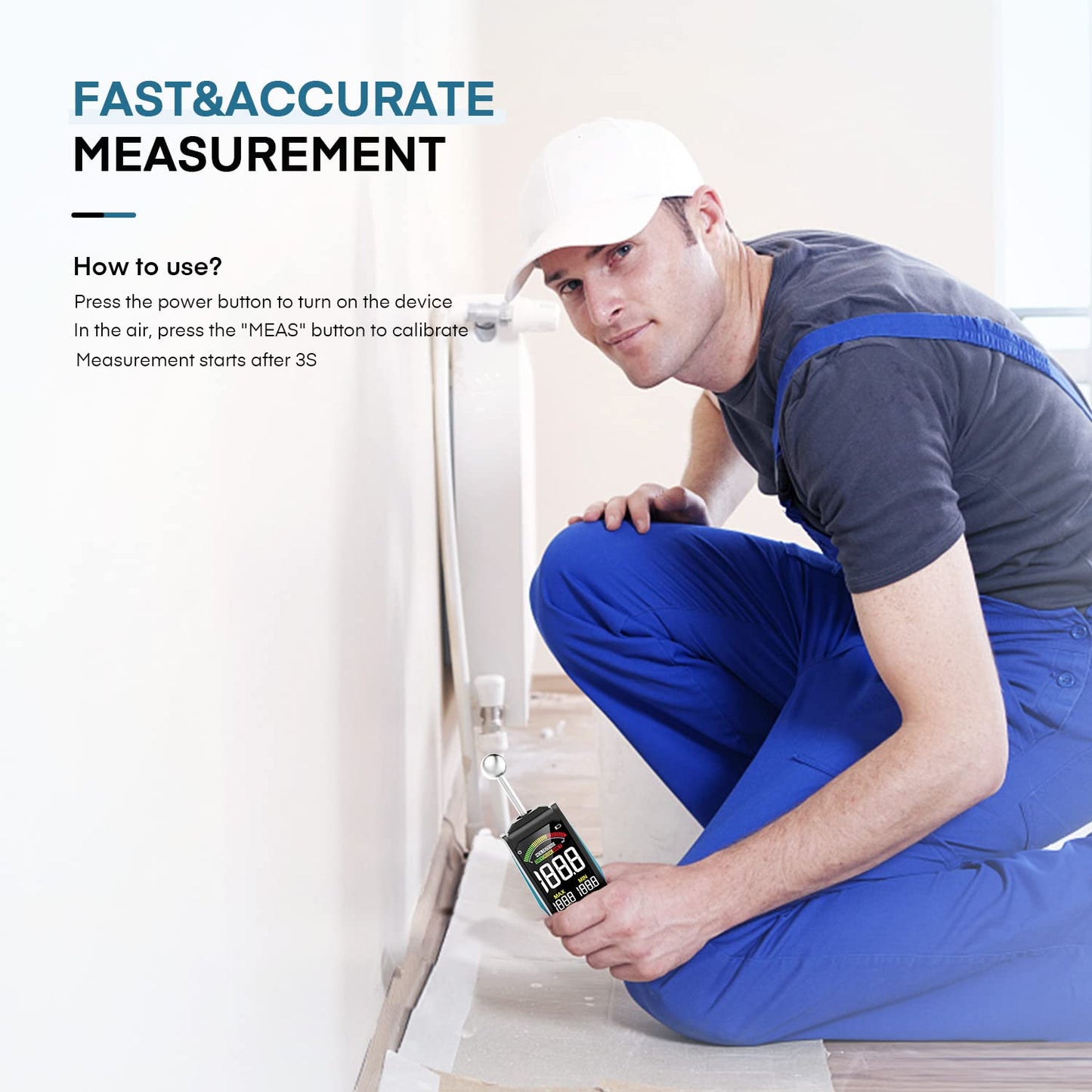 Moisture meter, DURFICST 3-inch HD color large-screen moisture meter with fabric bag, 20-40mm depth analysis moisture meter, for all building materials, wood, walls, plaster, masonry