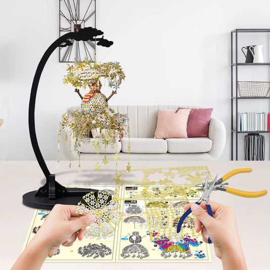 Piececool 3D Puzzle Metal Chandelier Snowman, 3D Metal Puzzle Winter Scene for Masquerade Parties, 340 Stainless Steel, Entire Metal, Birthday Gift, Adult Model Building Kit, 209 Pieces