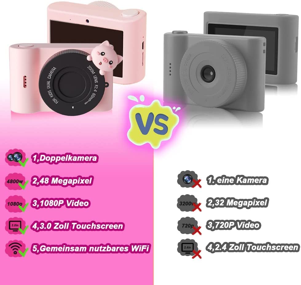Camera 48MP 1080P HD Video Camera, Selfie Touchscreen Camcorder, WiFi Digital Camera with 32GB SD Card, Christmas Gifts for.
