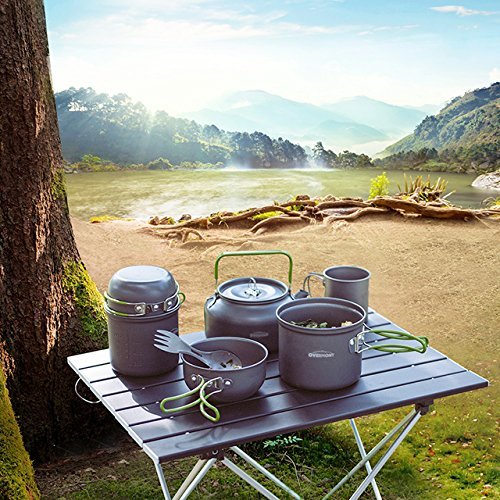 OVERMONT Portable Aluminum Camping Water Kettle Tea Pot Coffee Pot for Outdoor Picnic Hiking 0.8L