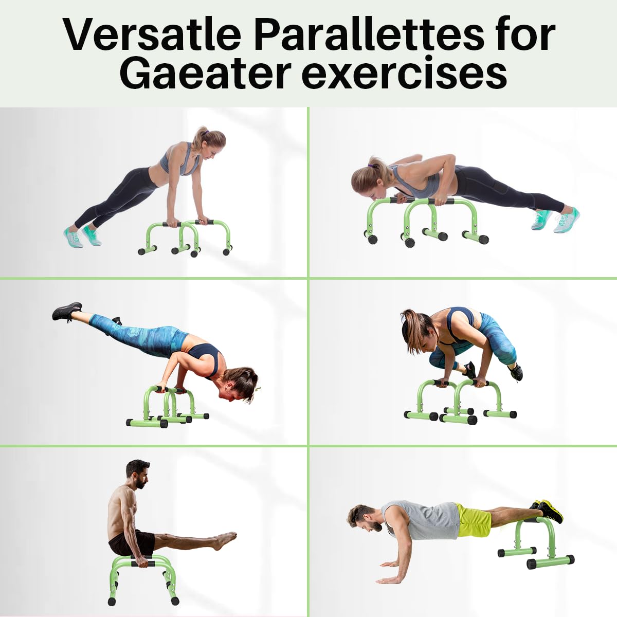 KingMile Parallettes, Handstand Bars, Large Push Up & Dip Bars, Non-Slip Push Up Handles, Calisthenics Equipment for Indoor & Outdoor, Suitable for Home Fitness & Push Ups (Green)
