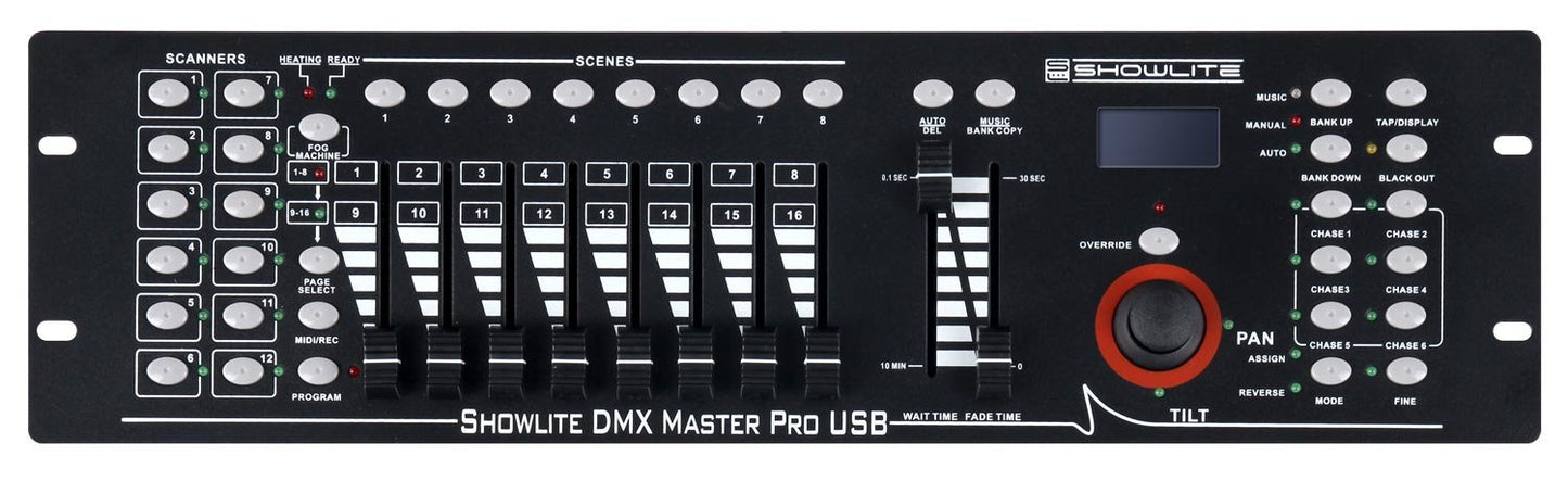 Showlite Master Pro 192 Channel DMX Controller (for professional light control, USB connection for data storage, max. 240 scene memory, Midi input: 5-pin standard interface)
