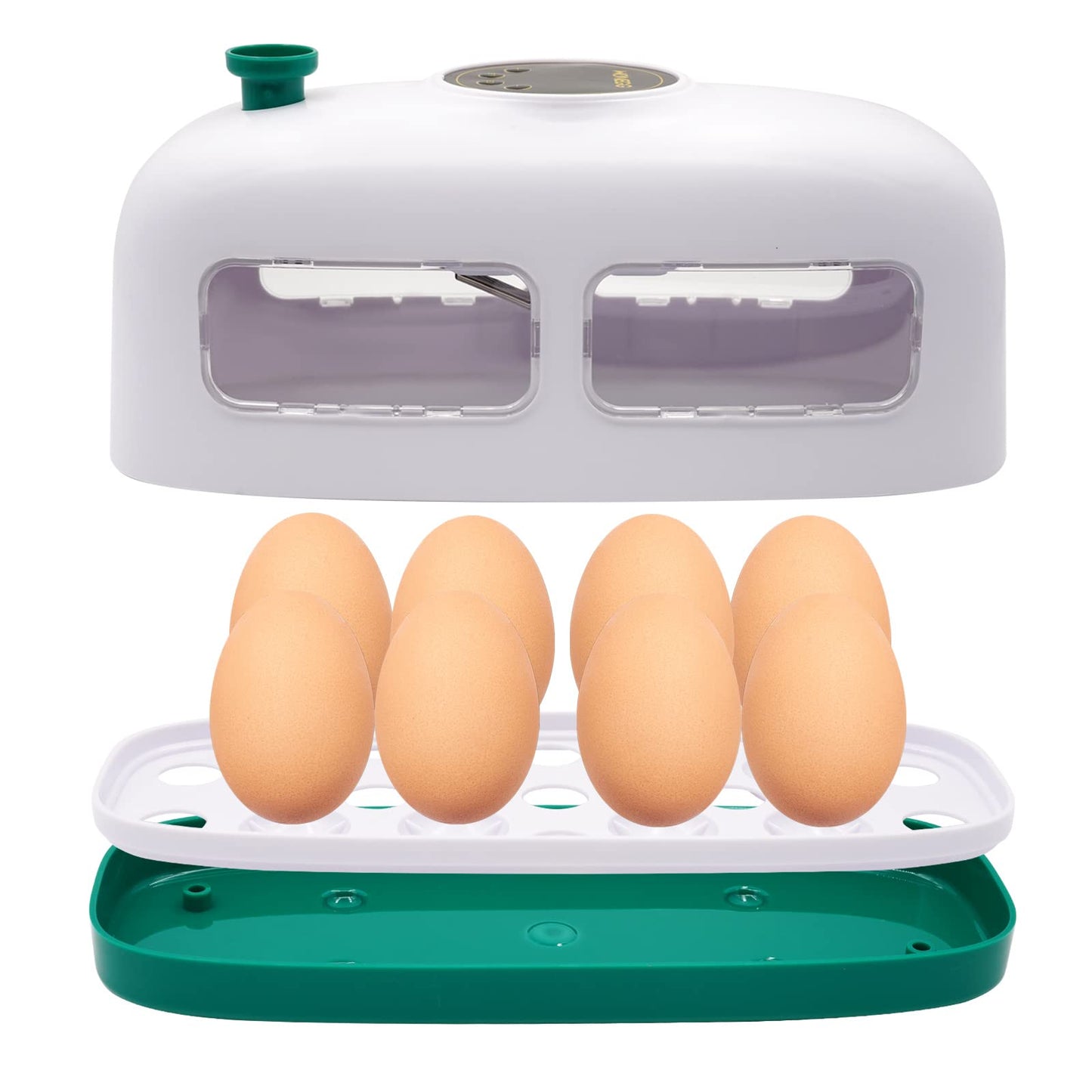 8 Eggs Incubator Chicken Hatcher Machine for Poultry Eggs, Small Train-shaped Egg Incubator with LED Light, Digital Temperature Control Hatching Machine for Hatching Birds, Quails, and Pigeons (White)