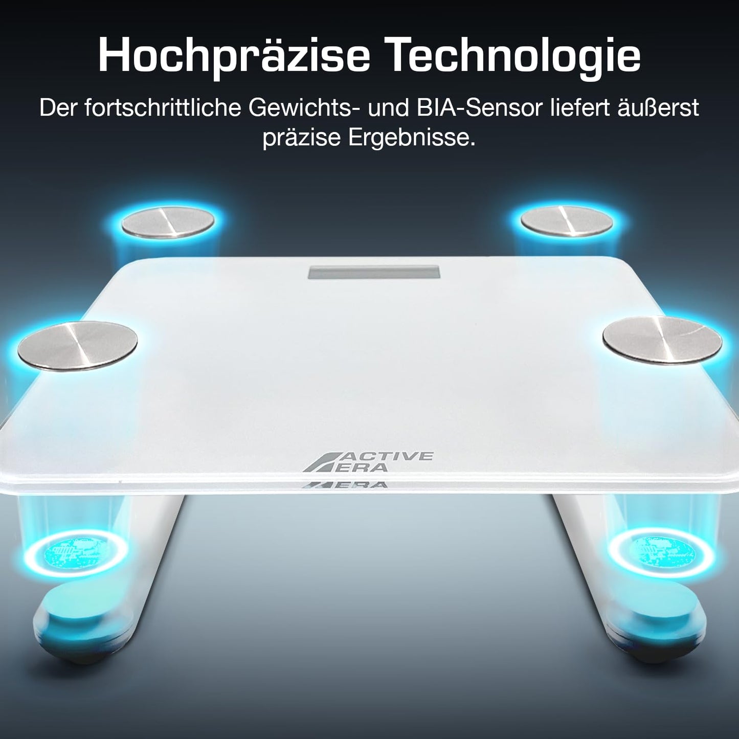 ACTIVE ERA Body Fat Scale - Digital bathroom scale with app - Smart Bluetooth scale for body analysis - Body fat, BMI, weight (max. 180 kg), muscle mass, water, protein, bone weight - White