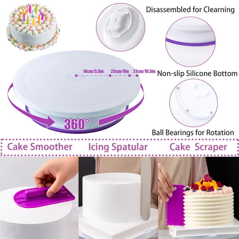 Nifogo Cake Decorating Set 301 Pieces, Rotating Cake Stand, Piping Bag with Tips, Piping Nozzle Set, Baking Accessories, Cake Decorating Supplies for Beginners