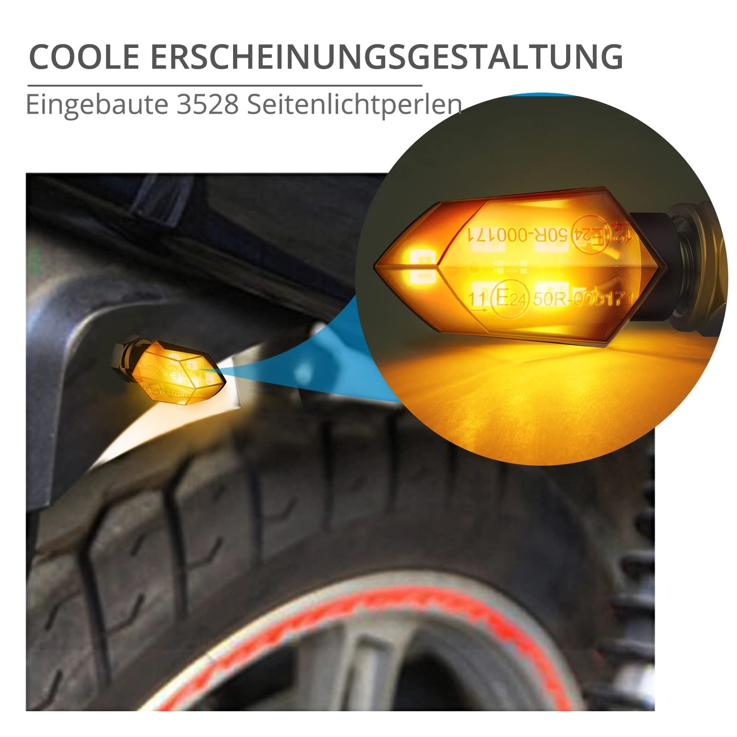 Justech 12V LED smoked micro indicator lights motorcycle daytime running lights universal running lights quad roller 4 pieces E-marked.