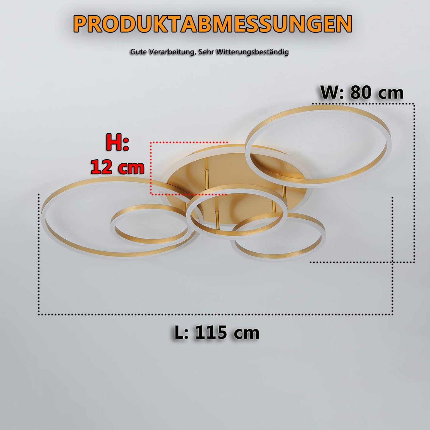 SENFAI LED ceiling light 115 cm ceiling lamp living room 3000K-6000K dimmable round 6 ring ceiling lamp with remote control, modern LED living room lamp with night light memory function kitchen lamp