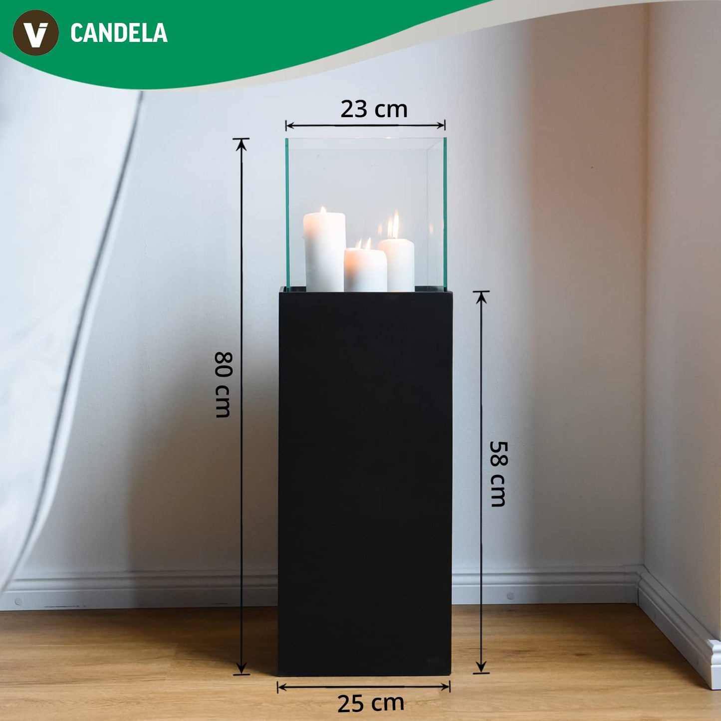 VIVANNO windlight column candle holder decorative lantern Candela concrete look anthracite 80 cm high