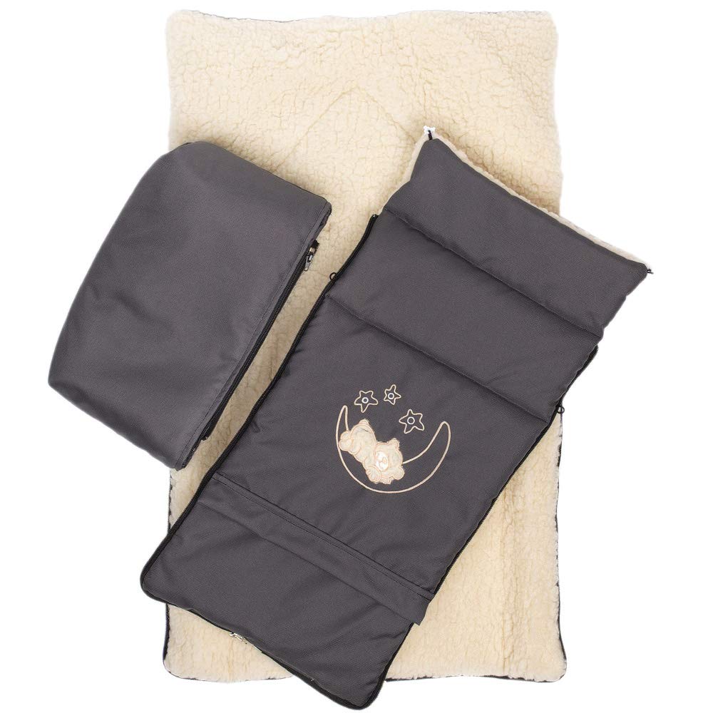 Winter footmuff for stroller car seat sleigh bag lambskin footmuff cuddle bag winter footmuff 40 x 90/110 cm (anthracite)